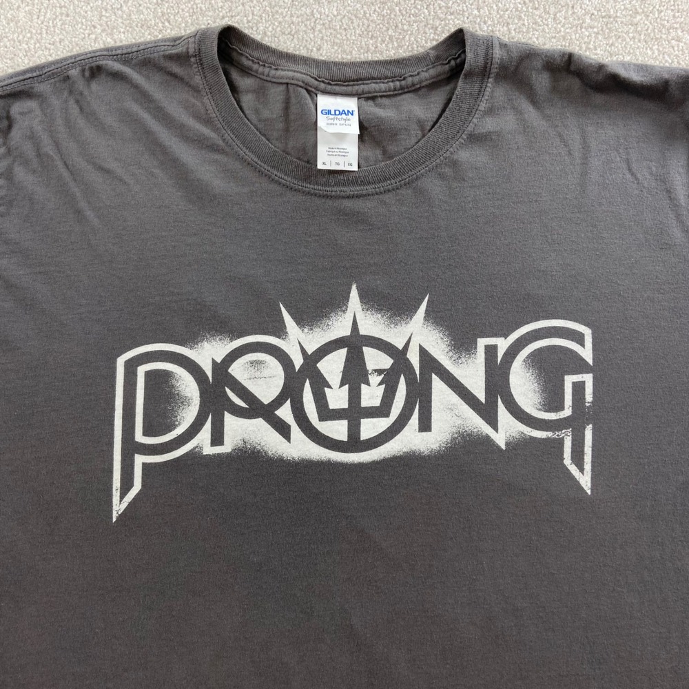 Prong Band T-Shirt Mens XL Gray Short Sleeve Graphic Industrial Metal Tee Gildan
